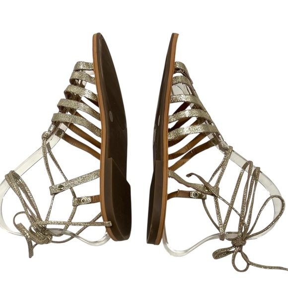 Lucky Brand Collette Gold Leather Gladiator Lace Up Flat Sandals Women’s 7 - Picture 9 of 13